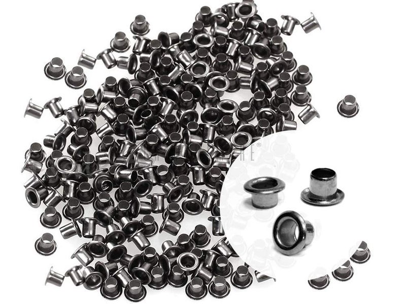 CRAFTMEMORE 2MM Hole 200PCS Tiny Grommets Eyelets Self Backing for Bead Cores, Clothes, Leather, Canvas (Gunmetal) - Image 1
